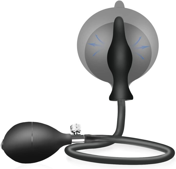 Sex Toys Silicone Inflatable Butt Anal Plug with Pump BDSM Anal Plug Expansion Training Kit Stimulation Anal Pump Plug Buttplug Anal Expert Sex Toy for Men Women Black, 59 cm, Ø 5-10 cm, 1 Piece