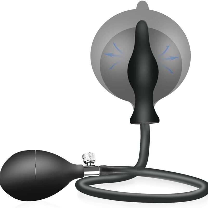 Sex Toys Silicone Inflatable Butt Anal Plug with Pump BDSM Anal Plug Expansion Training Kit Stimulation Anal Pump Plug Buttplug Anal Expert Sex Toy for Men Women Black, 59 cm, Ø 5-10 cm, 1 Piece
