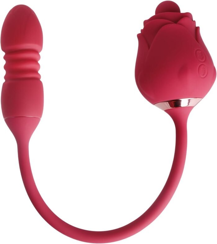 3 in 1 Rose Sex Toys Clitoral Licking Thrusting Dildo G Spot Vibrators for Women Clit Nipple Stimulator with 10 Licker Patterns & 10 Strong Thrusting Vibration Adult Toys for Women Couples - Image 7