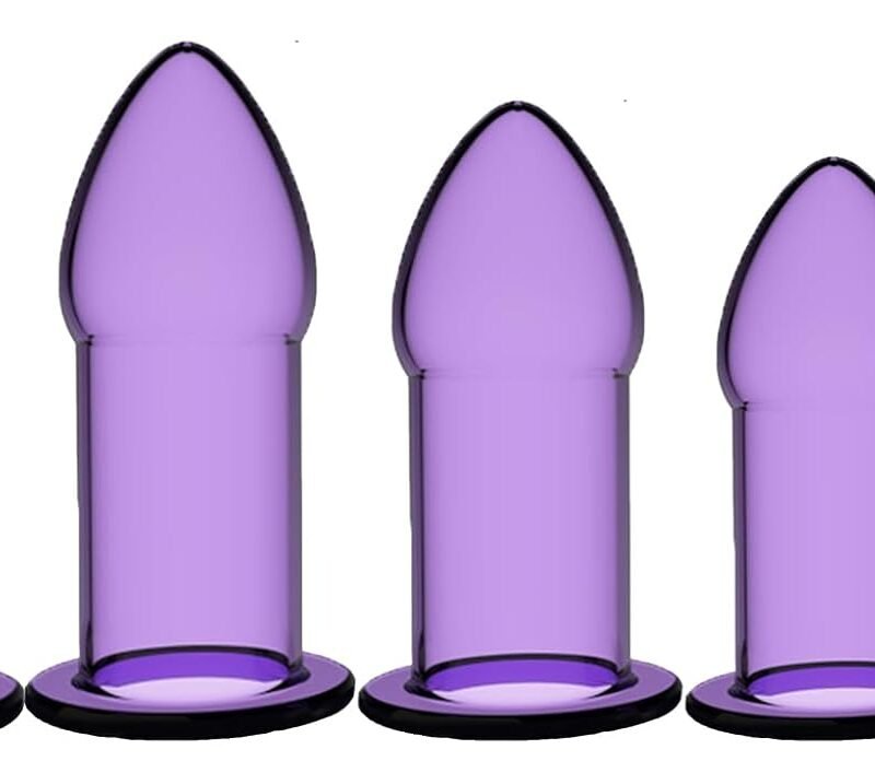 Anal Plug Set 5 Pcs Soft Silicone Butt Plugs Hollow Anal Dilator Adult Anal Trainer Anales Sex Toys Bondage Kit for Men Women Couples (Purple)