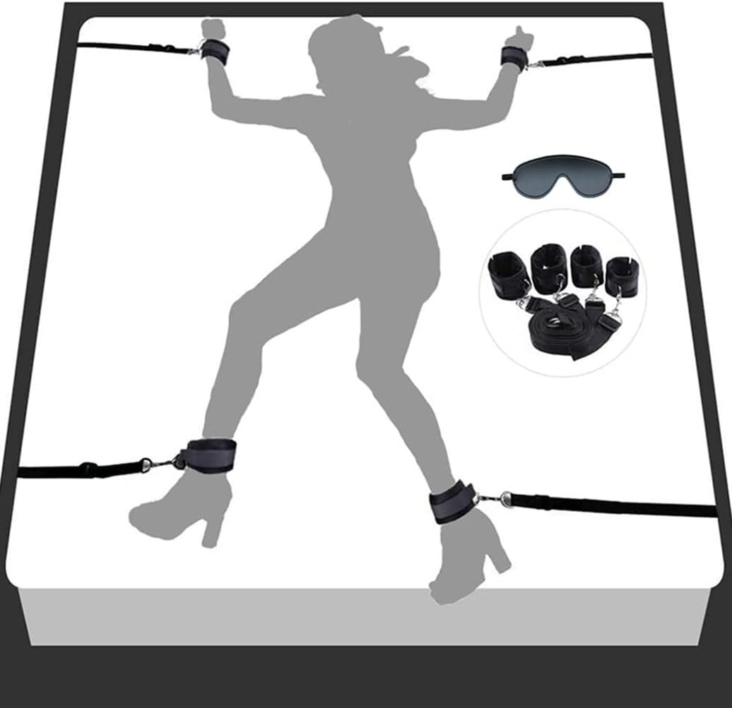 Wrist and Ankle Bed Restraints for Queen Size Bed Straps for Adult Play King Bed Bondaged Straps Kit for Couples Sex Ties Handcuffs BDSM Furniture Bondage Restraints Sex Set for Bed Women Play Sweater - Image 5