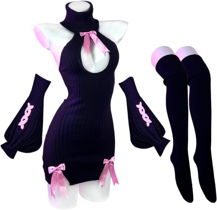 KORURACLUB Bow Sweater Costume（3-PIECE SET） premium sweater cosplay lingerie Bow Sweater succubus lingerie