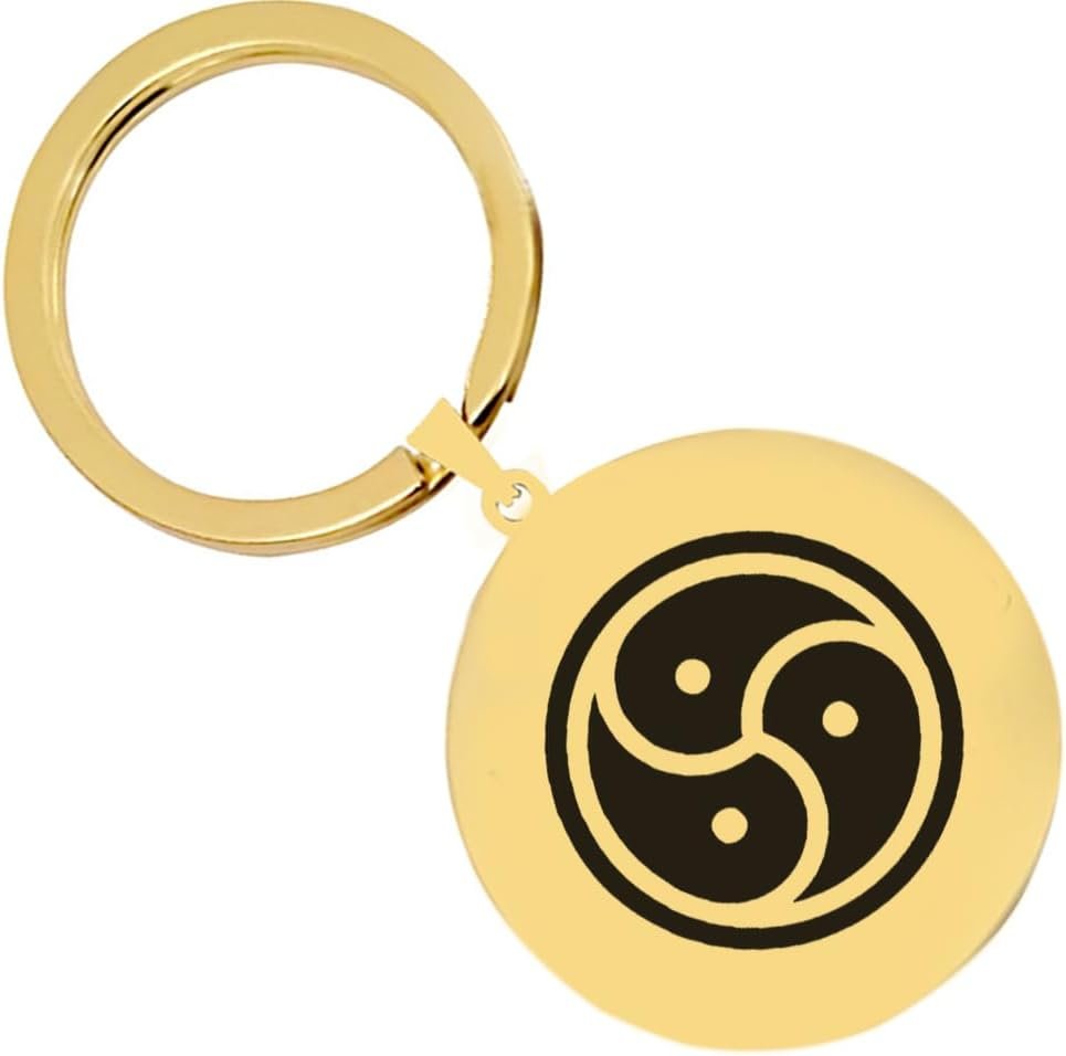 2PCS Solid Steel Engraved Bondage Bdsm Mens Womens Keychain