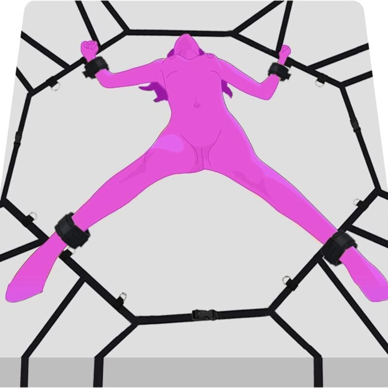 BDSM Sex Bondage Restraints Kit Toys Straps Cuffs Bed Restraint for Queen Sized Bed Sex Bondage Furniture Set Fuzzy Sexy Sex Handcuffs Hand Cuff Bracelets Set for Women Adults Bedroom Couples Sweater