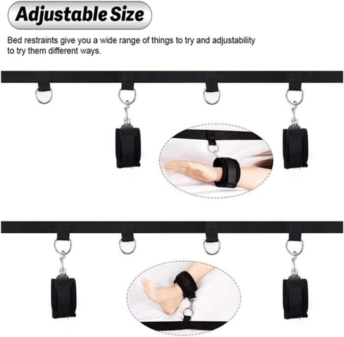 Sexy Bed Bondage Restraints Kit for Couples Under King Bed Queen Size Bed Wrist Ankle Straps for Adult Play Arm and Leg Restraints and Handcuffs Set Blindfold and Hand Ties for Bedroom Toys Sweater C9 - Image 5