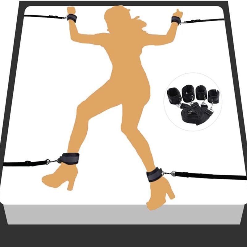 BDSM Sex Bed Bondage Restraints Kit Toys for Ankle and Wrist Bar Bed Straps Restraint Ropes Lanyards Adult Play for King Queen Size Bed Sexy Sex Handcuff Hand Cuff Bracelets for Women Couples Sweater