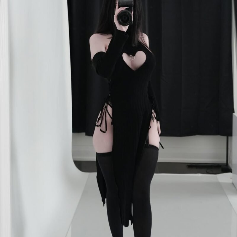 KORURACLUB Love Cheongsam costume White/Black premium sweater cosplay lingerie Love Cheongsam succubus lingerie