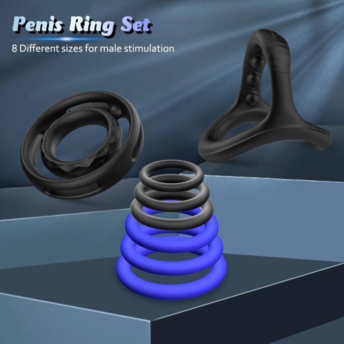 Cock Penis Ring Set with 8 Different Sizes, Silicone Cock Penis Rings for Penis Erection Enhancing, Sex Longer Lasting Stronger, Male Soft Stretchy Adult Sex Toys for Men or Couples Pleasure - Image 7