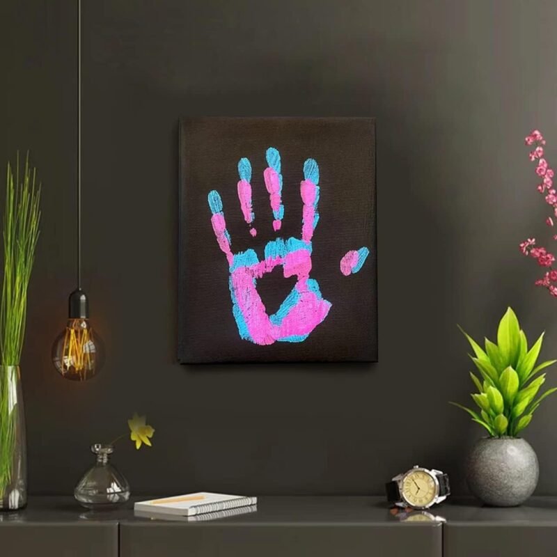 CHERRY CHEERS DIY Couples Canvas Handprint kit, Lovers Customized Special Moments Handmade Gift, Anniversary, Valentine Day Keepsake Gifts Non-Toxic Paints (Black)