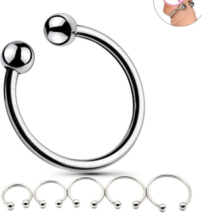 Metal Cock Ring Penis Rings 6 Piece Set Stainless SteelChastity Tightrope Locking Sperm Enhance Men’s Long-Lasting Couples or Male Sex Toys