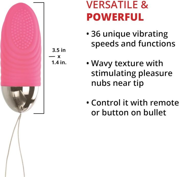 Adam & Eve Turn Me On Rechargeable Bullet Vibrator with Wireless Remote Control, Internal G Spot Clitoral Stimulation Female Adult Sex Toys for Women & Couples, 36 Vibrating Speeds 3.5 in, Pink - Image 5