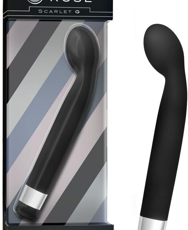 Blush Novelties Rose Scarlet G - Sile Multi Speed Vibrator Wand - Curved Bulbous Tip for Intense G Spot Stimulation - Satin Smooth Feel - IPX7 Waterproof - Adult Sex Toy for Women, Couples - Black