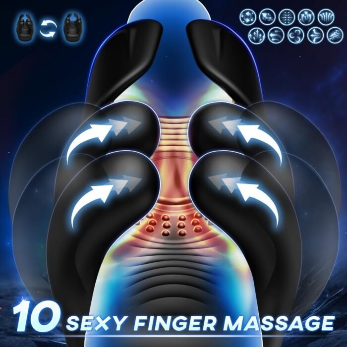 Male Masturbator Penis Training Male Vibrator with 10 Finger Massaging & Tapping & Vibrating Male Stroker Penis Trainer Glans Stimulator for Training & Prolong Endurance Adult Sex Toys & Game for Men - Image 2
