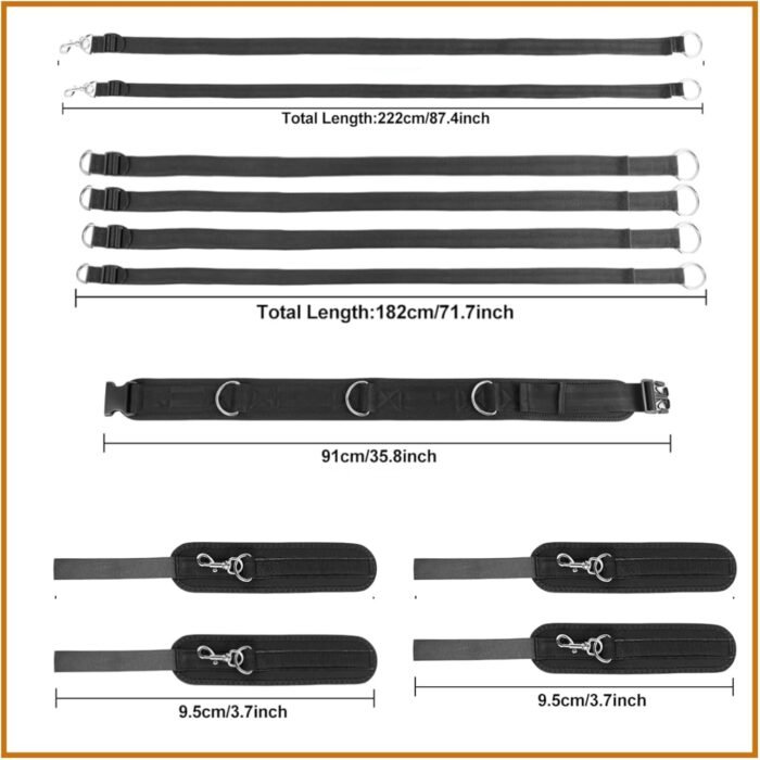BDSM Bondage Sex Toys Restraints Bed Restraints Sex Straps Set with Adjustable Handcuffs Ankle Cuff Cross Waist Strap Hogtie Set Bondage Gear & Accessories Sex Sling for Adult Couples Sex Games - Image 3
