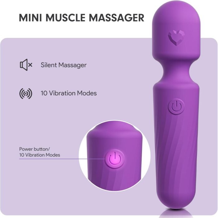 Portable Travel Massage Tool, 10 Modes Rechargeable Waterproof Mini Neck Muscle Massager (Purple) - Image 4