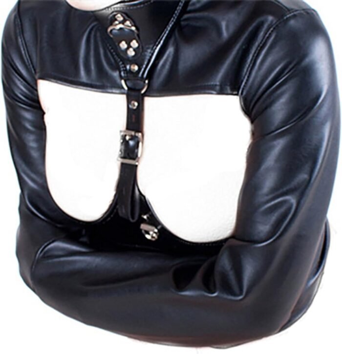 Black Leather Exposed Nipples Bra,Arm Restraints Sleeve,Adult Slave Training Dog Collars,for Couples BDSM Sexual Life (Pulling Rope & Padlock 7 Pieces) - Image 3