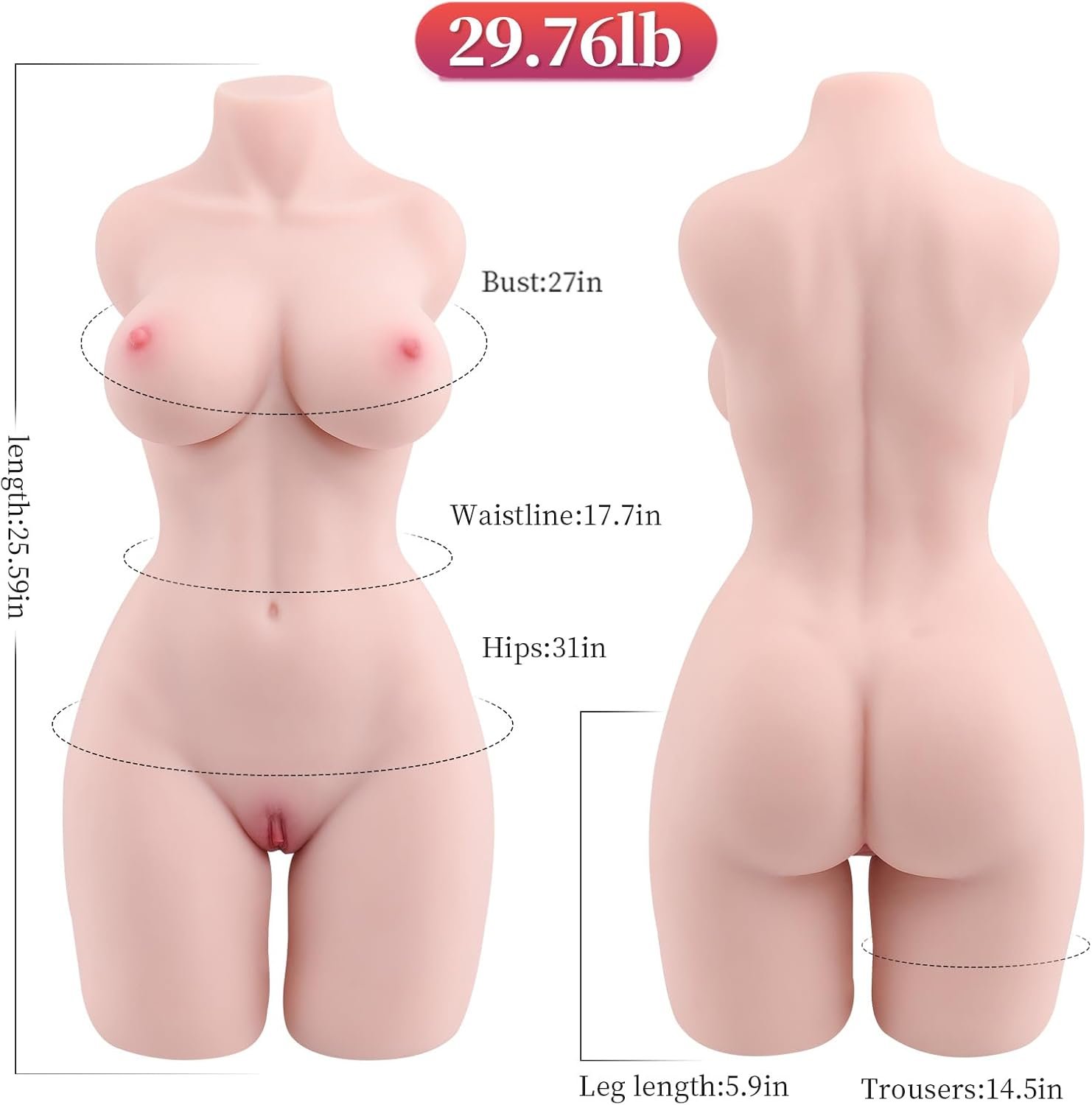 Sex Doll,Sex Toys for Men Adult Male Masturbator with Pussy Ass Boobs,3 in 1 Realistic Sex Toys Female Torso with Tight Vaginal Anal Long Legs, 3D LifeSize Love Doll for Men Masturbator-30LB Yy - Image 3
