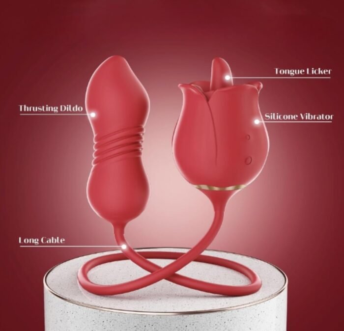 3-in-1 Rose Adult Toy - Women's Vibrator with 9 Tongue Licking Stimulation KS64389Pap2_50, Like a Photo - Image 3