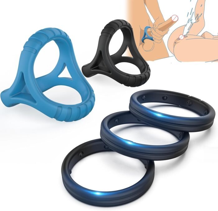 Silicone Penis Rings Set Sex Toys for Men，5 Different Sizes Cock Rings for Erection Enhancing, Long Lasting Stronger Men Sex Toy, Strechy Adult Toys for Couples Pleasure