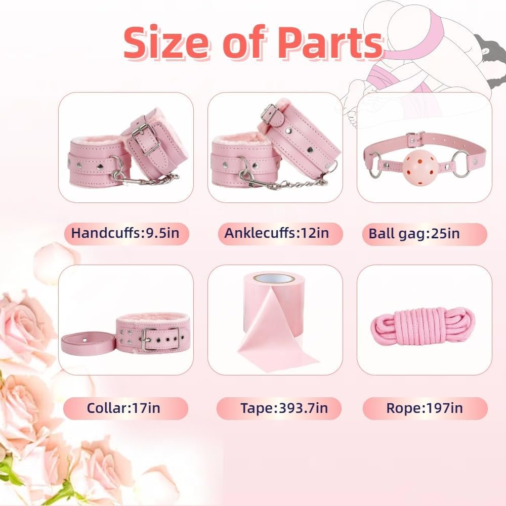 BDSM Restraints Bondage Kits 13 Pcs Sex Toys for Beginner Handcuffs Ankle Cuffs Collar Blindfold Anal Toys Play Adult SM Games for Couples - Image 6