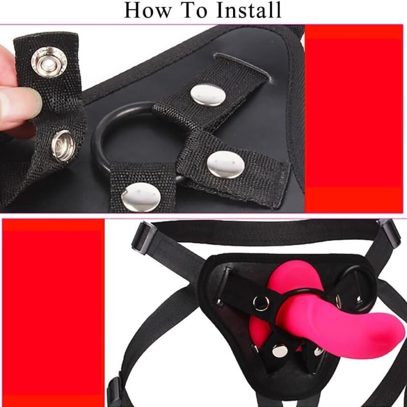 Adjustable Belt Pants Strapless Panties Underwear for Men Women Couples role play Black