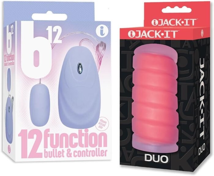 Sex Toy Couples kit of B12 Bullet, Baby Blue and Icon Brands Jack-It Duo, Cherry