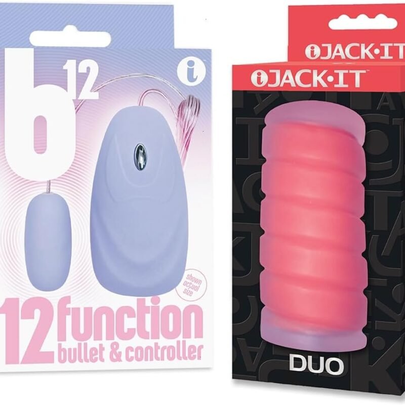 Sex Toy Couples kit of B12 Bullet, Baby Blue and Icon Brands Jack-It Duo, Cherry