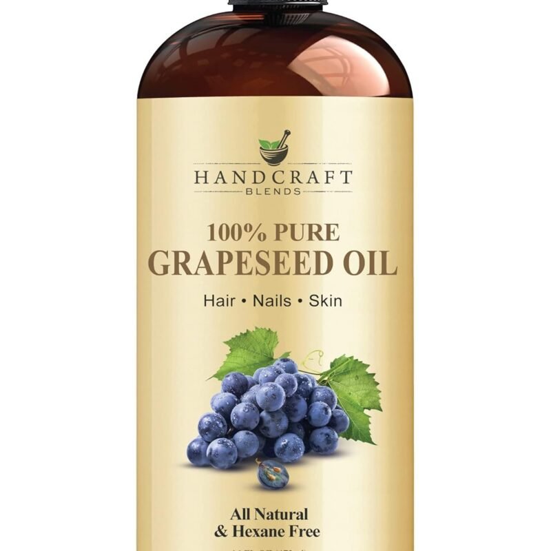 Handcraft Blends Grapeseed Oil - Cold-Pressed 16 Fl Oz - 100% Pure and Natural - Premium Grade Carrier Oil for Skin and Hair - Hair and Body - Massage - Hexane-Free