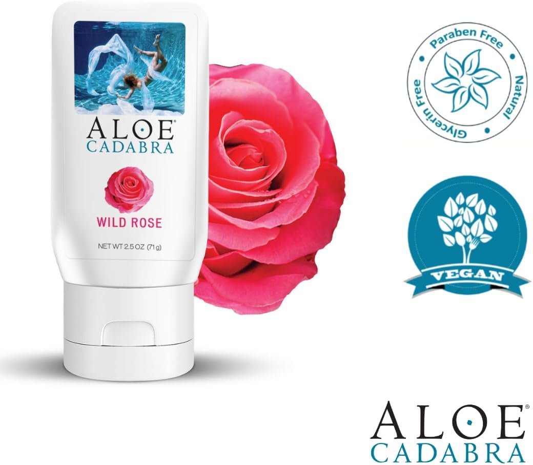 Aloe Cadabra Flavored Personal Lubricant and Vaginal Moisturizer, Organic Edible Aloe Lube for Men, Women and Couples, Non-Staining, pH Balanced, Toy Compatible (Wild Rose, 2.5 Ounces, 1 Pack) - Image 5