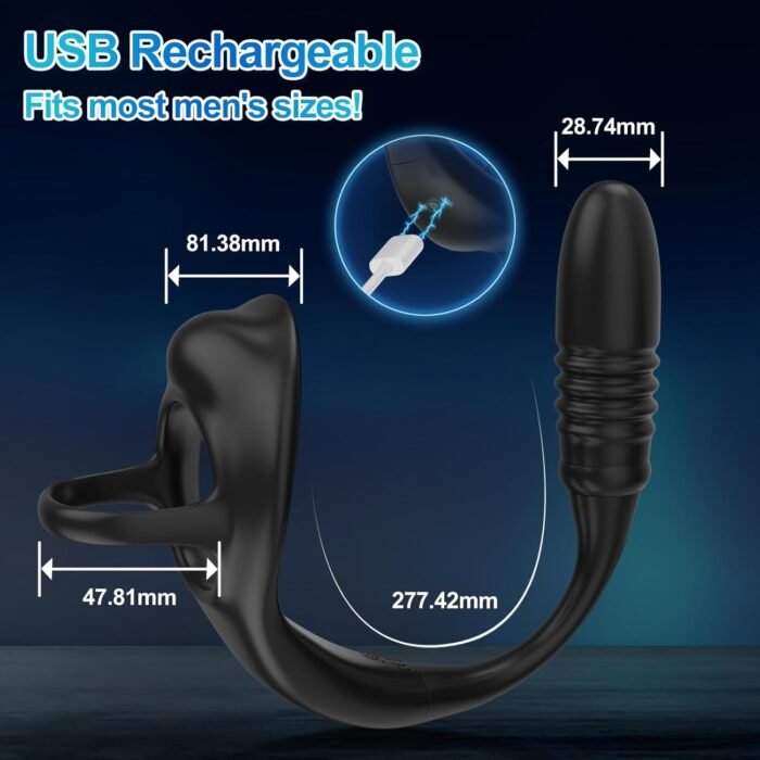 Vibrating Cock Rings with Anal Vibrator - Sex Toys for Men Penis Ring with Anal Plug Vibrator Male Prostate Massager, 9 Thrusting & Vibrating Modes, APP Remote Control Vibrator Adult Sex Toys & Game… - Image 5