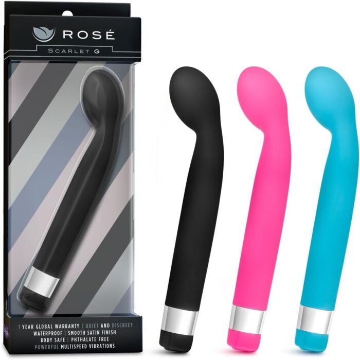 Blush Novelties Rose Scarlet G - Sile Multi Speed Vibrator Wand - Curved Bulbous Tip for Intense G Spot Stimulation - Satin Smooth Feel - IPX7 Waterproof - Adult Sex Toy for Women, Couples - Black - Image 6