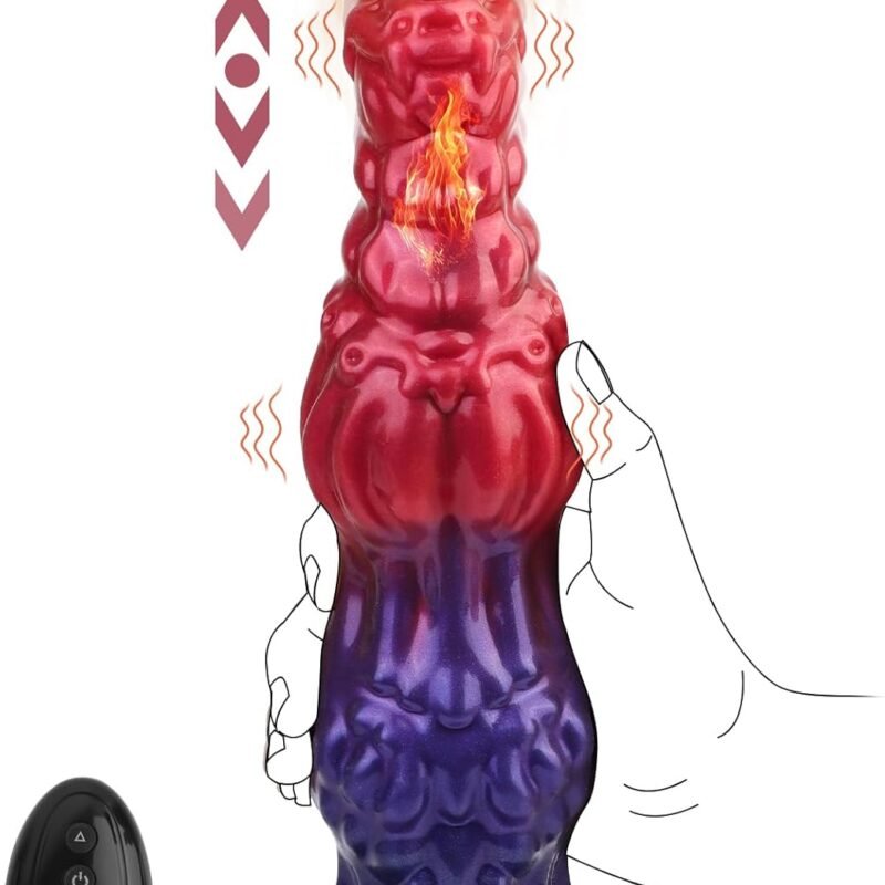 Thrusting Dildo Monster Huge Dildo Vibrator, 9.6" Knot Dildos Adult Sex Toys for Women with Strong Suction Cup, Remote Control Heated Anal G Spot Dildo with 10 Quick Thrusting&10 Vibrating Modes