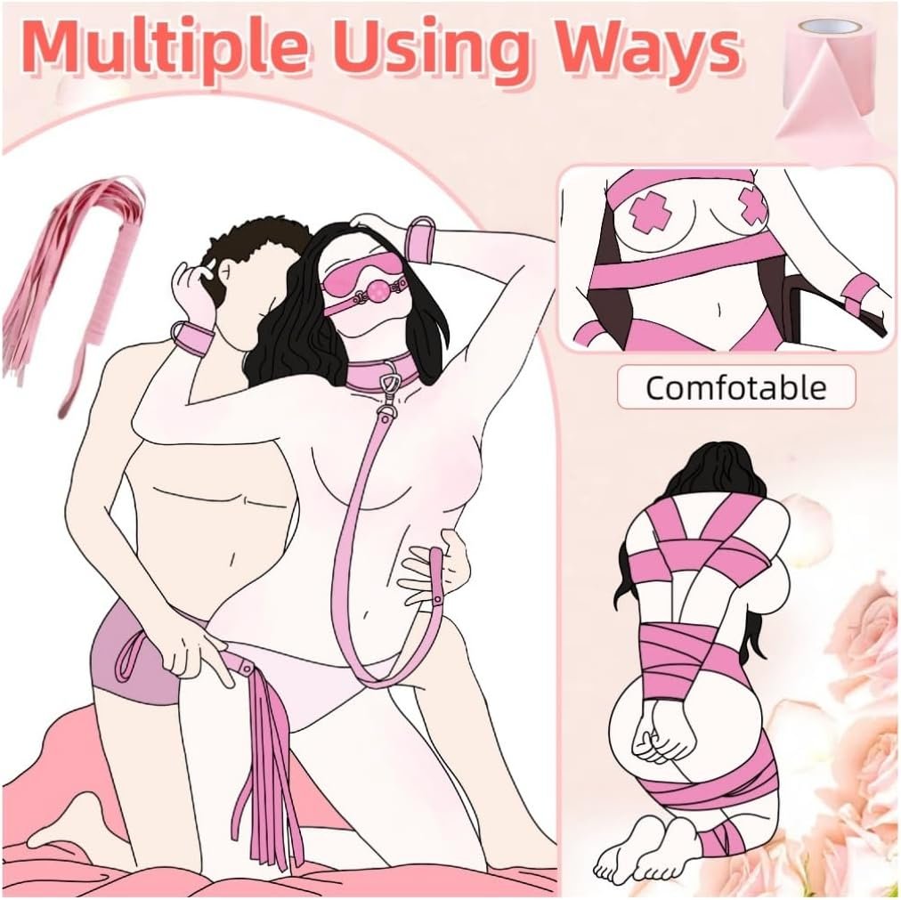 BDSM Restraints Bondage Kits 13 Pcs Sex Toys for Beginner Handcuffs Ankle Cuffs Collar Blindfold Anal Toys Play Adult SM Games for Couples - Image 4