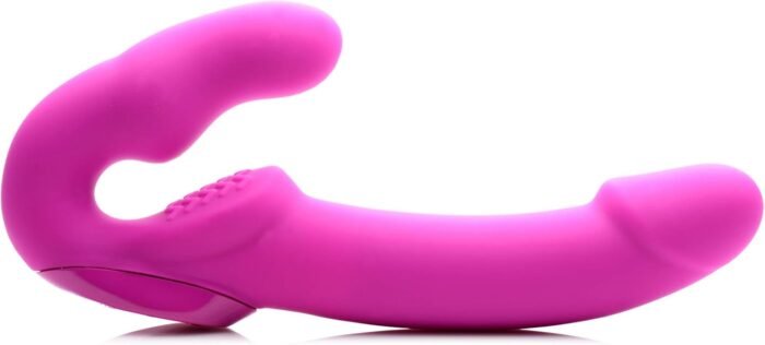 Strap U Evoke Rechargeable Vibrating Silicone Strapless Strap On, Pink
