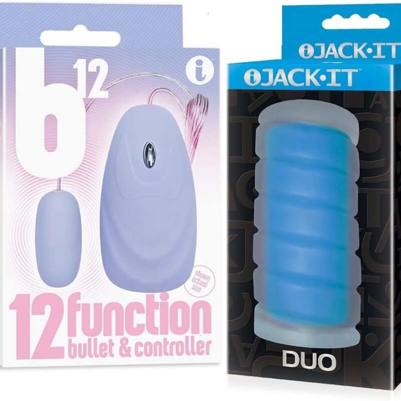 Sex Toy Couples kit of B12 Bullet, Baby Blue and Icon Brands Jack-It Duo, Sky Blue