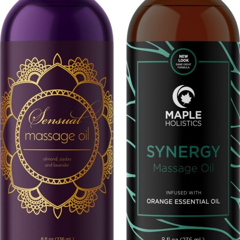 Maple Holistics Massage Oil Kit - 2 Aromatherapy Oils for Couples With Lavender and Relaxing Scents - Pure Essential Oils for Full Body Relief and Therapy