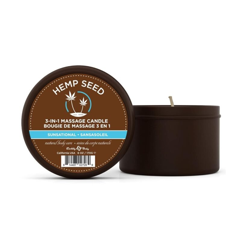 3-in-1 Massage Candle, Sunsational Scent - 6 oz. - Candle, Massage Oil & Moisturizer in One - Coconut, Apricot & Soybean Oil - Vegan & Cruelty Free