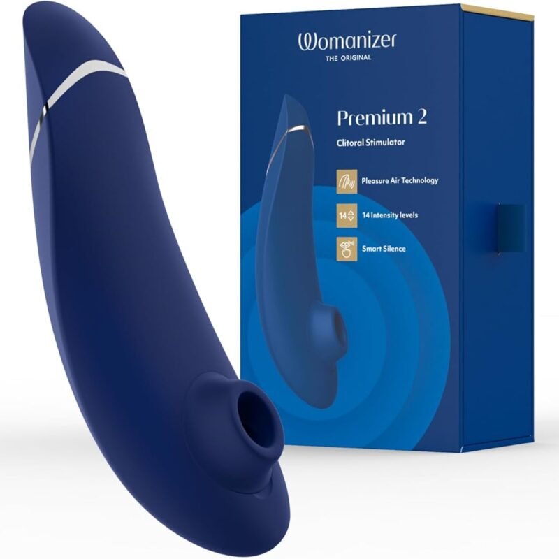 Womanizer Premium 2 Clitoris Vibrator for Women | Clit Sucker Adult Toys | Vibrating Adult Sex Toy | Clit Stimulator for Woman with 14 Suction Speeds | Waterproof Clitoral Stimulation Massager | Blue