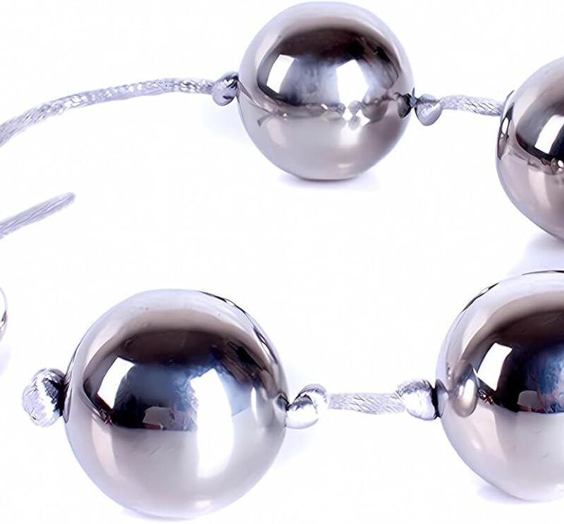 Metal Anal Beads Butt Bead with 5 Anal Pull Balls String Rope BDSM Fetish Anal Dilator Couples Flirting Vaginal Balls Anal Trainer Adult Sex Toys SM Sex Love Tools for Men Women(Silver)