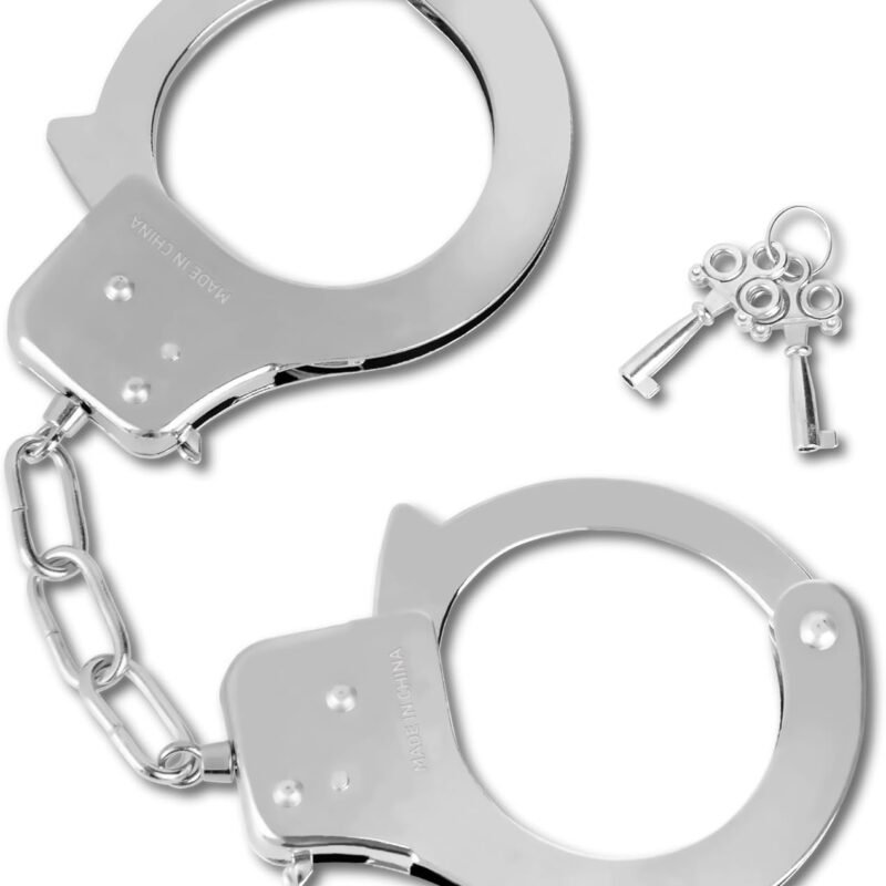 Toy Metal Handcuffs with Keys, Costume Prop Accessory Party Favors Fake Pretend Play Props Party Supplies