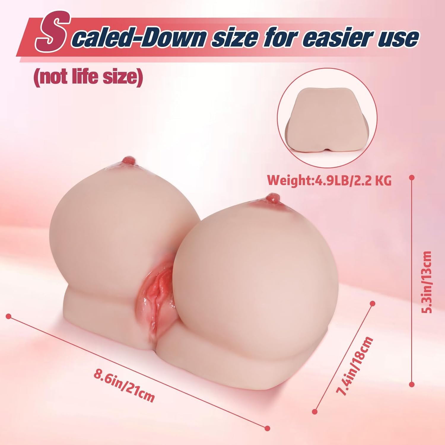Sex Doll for Men 4.9LB with Big Plump Breast Vaginal, 2 in 1 Men Sex Toys Adult Toys Realistic Perky Tight Chest, Male Masturbator Full Boobs Pocket Pussies - Image 5