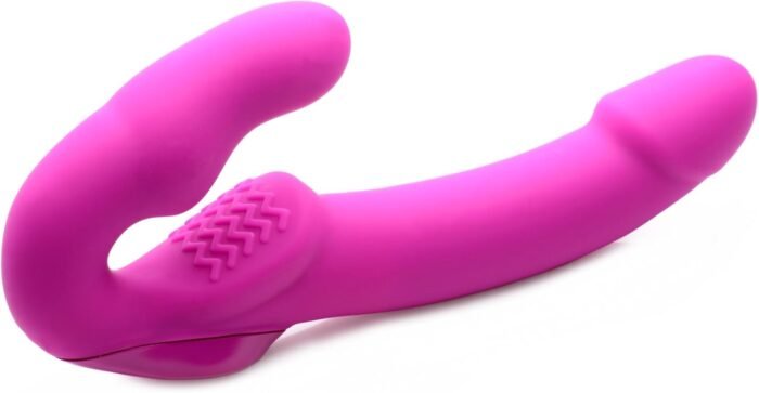 Strap U Evoke Rechargeable Vibrating Silicone Strapless Strap On, Pink - Image 3