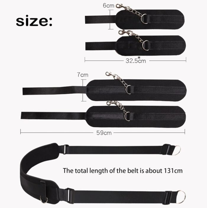 BDSM Sex Bed Bondage Restraints Kit Rope Straps Set Sex Ties for Ankles and Wrists Cuffs Thigh Arm and Leg Restraints Spreader Bar Sex Adult Sexy Sex Handcuff Hand Cuff Bracelets for Women Sweatshirt - Image 4