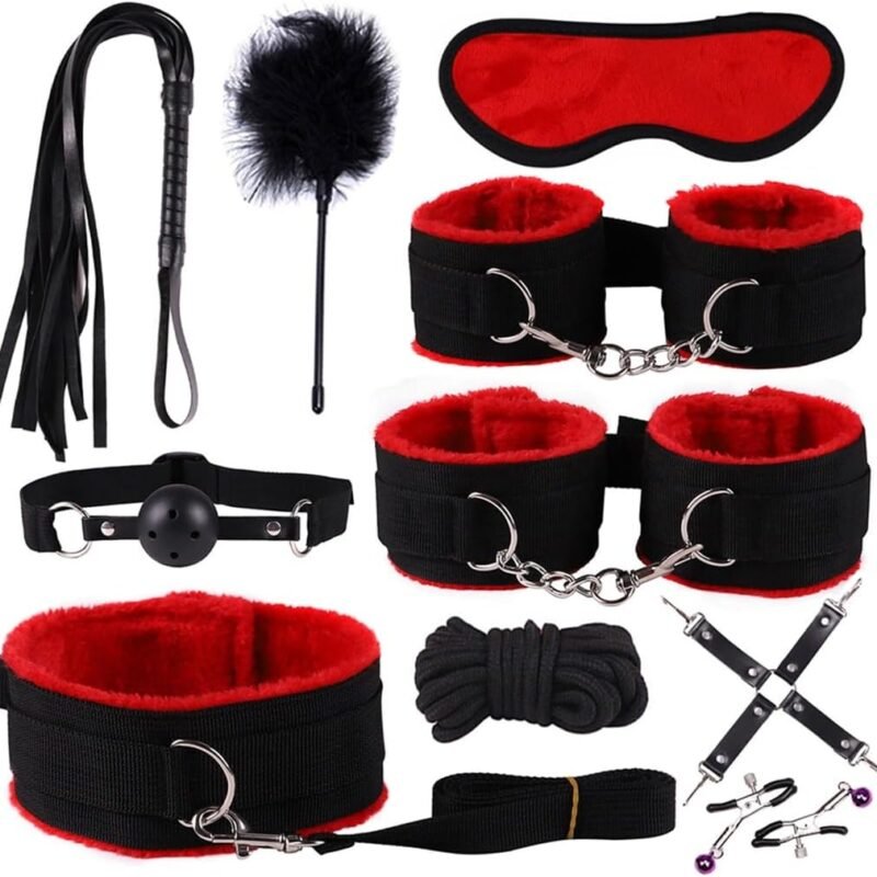 Wrist and Ankle Cuffs Bed Restraints Straps for Couples Adjustable Queen Size Bed Straps for Adult Play Sex Resistant Tie Hand Cuffs Spreader Bar Bed Bondage Restraint Kit for Couples King Bed Sweater