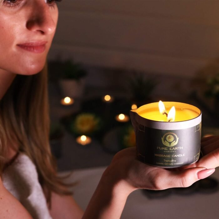 Muscle Relaxing Massage Oil Candle - Valentines Gift, Scented Massage Oil Candles for Relaxation and Home Spa (160 Grams or 6 oz.) - with Grapefruit, Rosemary, Black Pepper - by PURE EARTH essentials - Image 6