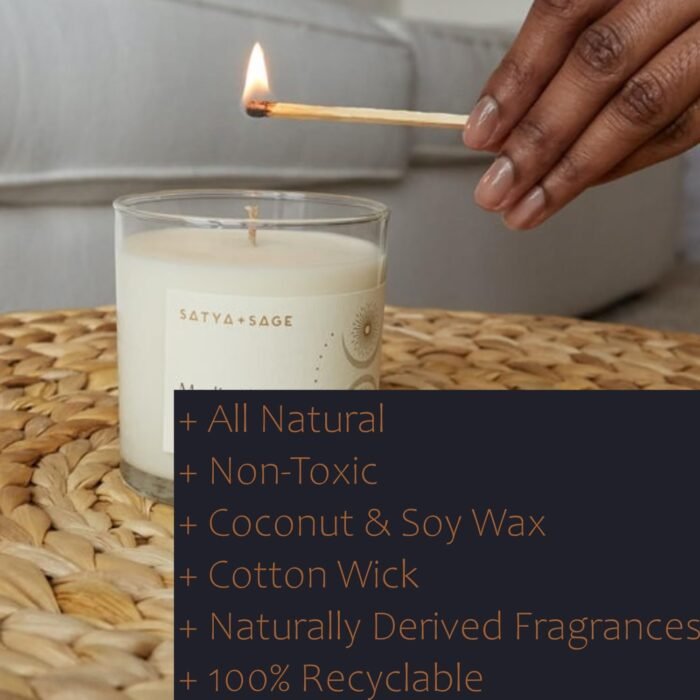 Satya+Sage Luxury Aesthetic Scented Candle (Healer, 5oz – Oud, Sandalwood, 29 Hours) | All Natural, Non-Toxic Coconut and Vegan Soy Wax w/Essential Oils for Massage, Relaxation | Hand Poured in USA - Image 4