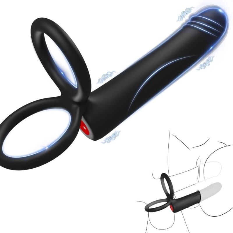 Anal Dildo Vibrator Sex Toys for Men, Strap-On Dildo Butt Plug with Vibrating Cock Ring, Male Penis Vibrator with 10 Vibration Modes, Double Penetration Pleasure for Men and Couples Adult Sex Toys