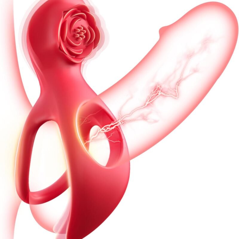 Vibrating Cock Ring Rose Couple Sex Toys with Clitoral Stimulator, 3 in 1 Silicone Penis Rings Remote Control Male Sex Toy, 7 Vibrations Adult Rose Sex Toys G Spot Vibrator for Couples Men