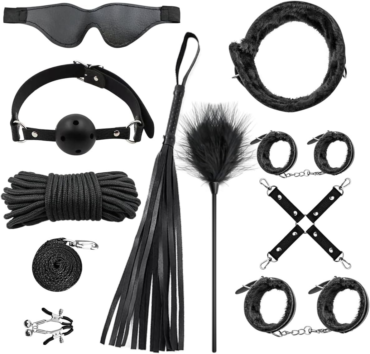 10Pcs Bondage BDSM Kit,BDSM Toys,Adjustable Bondage Set,Bondage Restraints for Couples Foreplay,Bondage Gear and Accessories for Seeking Adventurous Adult Fun,Sex Cuffs,Sex Toy Kit for Beginners