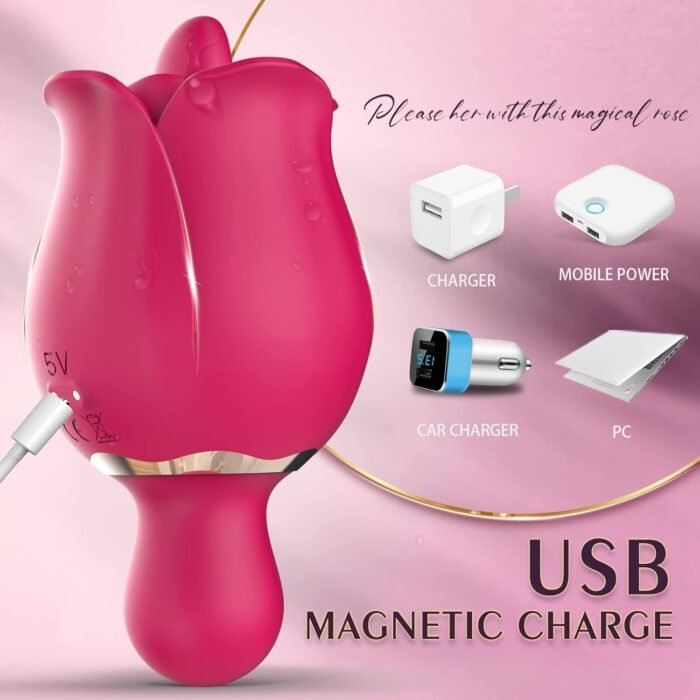Rose Toy Vibrator for Women, Clitoral Tongue Licking Toy Mini Small Vibrators with 9 Modes & 9 Powerful Vibration, Waterproof Adult Sex Toys for Couples - Image 5